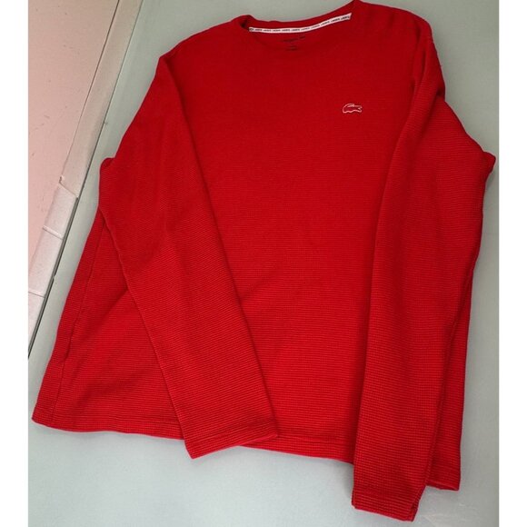 Lacoste Other - Lacoste Lounge Shirt Sleepwear Men's 2XL Orange Waffle Knit Thermal Long Sleeve